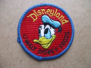 70s Disneylandディズニーランド『ドナルドダック』Donald Duck刺繍ワッペン/vintageヴィンテージWALTディズニーDisneyパッチpatches S82