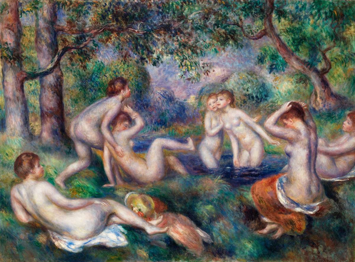 Nueva impresión de alta calidad de Los bañistas en el bosque de Renoir utilizando técnicas especiales, marco de madera, procesamiento fotocatalítico, y otras tres características principales, precio especial 1980 yenes (envío incluido) Cómpralo ahora, Obra de arte, Cuadro, otros