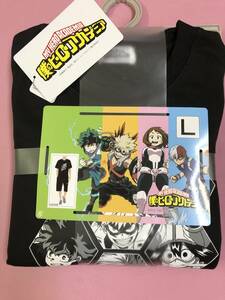 即決◆僕のヒーローアカデミア◆上下セット【L】黒　新品タグ付き メンズサイズ 半袖Tシャツ+ハーフパンツ ヒロアカ ルームウェア◆