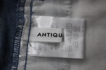 ANTIQULOTHES*アンティクローズ*青×白*羽根柄*デニム素材*ウエスト後ゴム*ポケット*タックフレア*ミモレ丈*ロング*スカート*F*M_画像6