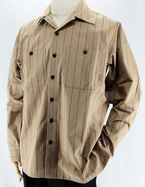 BLUCO WORK GARMENT/ブルコ OL-109 STANDARD WORK SHIRT L/S /カラー(BEG-BRN.STP)サイズM.新品.税込価格.送料無料.