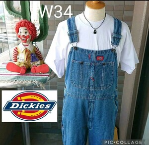 o12 アメリカ古着 Dickies ディッキーズ オーバーオール W34