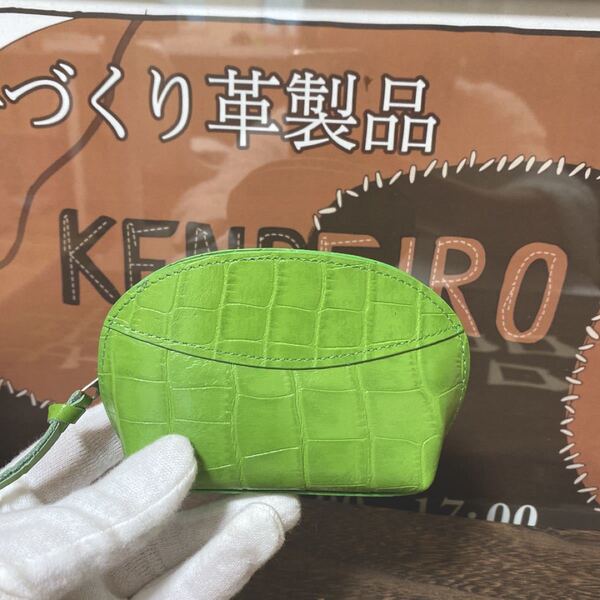本革イタリアンレザー ソフト高級牛革 レディース 鰐型押し 小銭入れ ミニポ チ