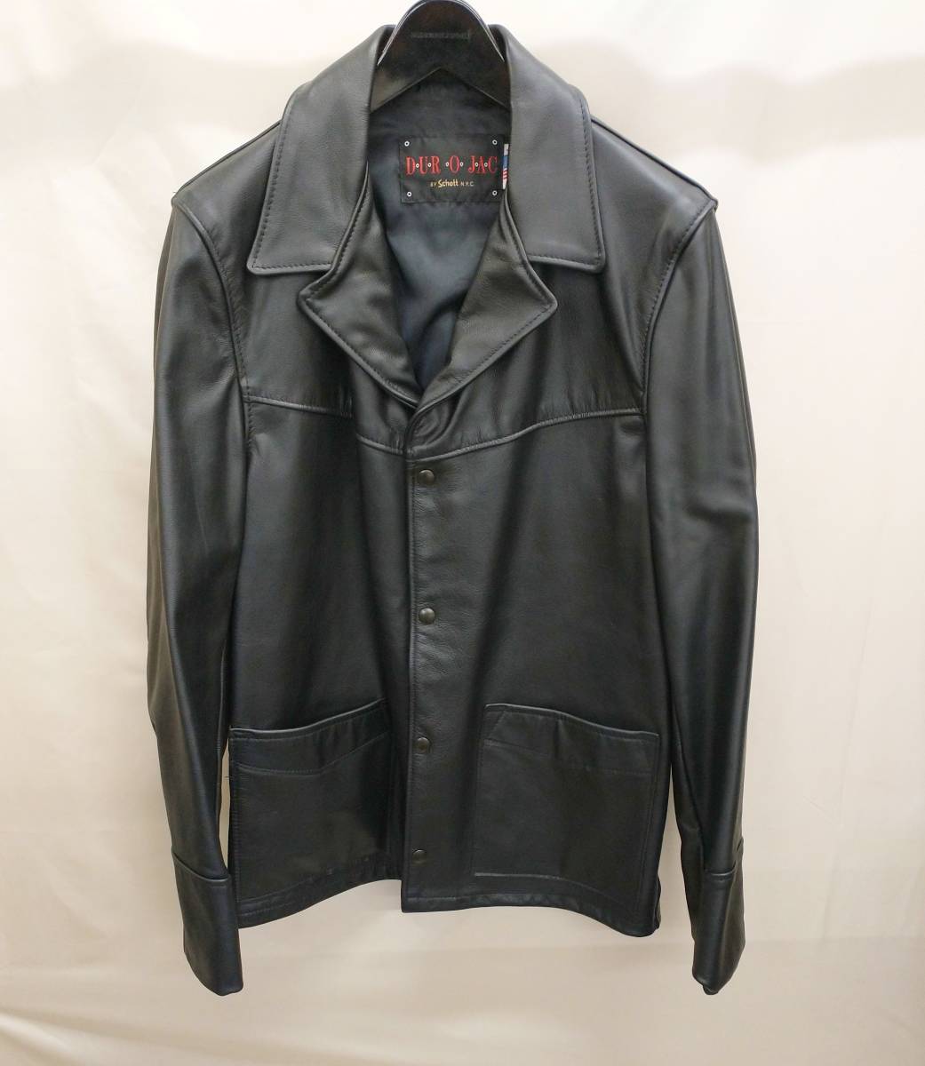 Schott : Lot752 レザーパッチ切替 メルトンウールコート☆38☆黒 春夏