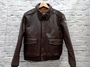 HOUSTONhyu- stone 8201 A-2 FLIGHT JAKET LEATHER declared size 42R brown group store receipt possible 