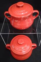 LE CREUSET ル クルーゼ ル・クルーゼ ルクルーゼ ２セット スープ ボウル ポット レッド ストーン ウェア 陶器 食器_画像2