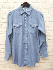 Wrangler Wrangler 60s 27MW Denim western shirt Denim shirt USA made men's size 15 1/2-33 blue empty color store receipt possible 