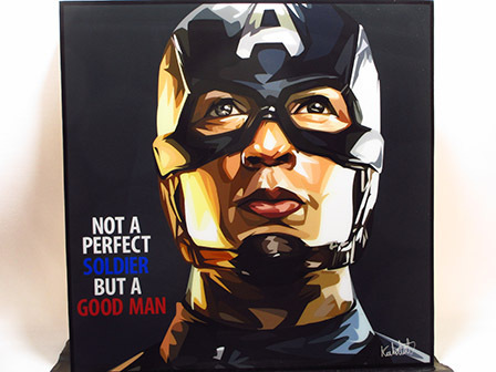 [Nouveau n°402] Panneau Pop Art Captain America Avengers, Ouvrages d'art, Peinture, Portraits