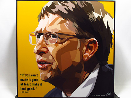 [Новый №483] Поп-арт-панно Билл Гейтс, основатель Microsoft, произведение искусства, Рисование, Портреты