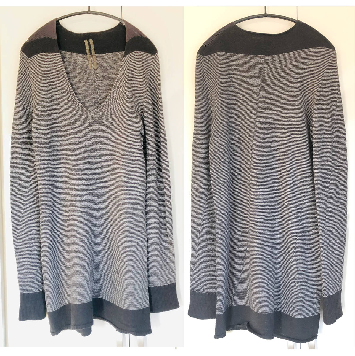 PayPayフリマ|rick owens レザースカート ドローストリングス XS 販売激安 未使用 リックオウエンス ニット パターンボーダー サイズXS ニット/セーター