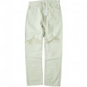 新品 soe ソーイ 22SS CLASHED SELVEDGE JEANS DIRECTED BY Yusuke Yatsuhashi クラッシュジーンズ 1221-60-206 1 OFF WHITE デニム g7649