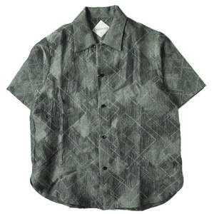 新品 ETHOSENS エトセンス 22SS 日本製 SS GEOMETRY SHIRT ジオメトリーオープンカラーシャツ 3E122-25 2 Grey 半袖 ジャガード g7662