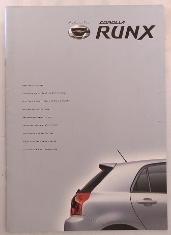 カローラ　ランクス　(ZZE123, NZE121, NZE124)　車体カタログ　'01年4月　COROLLA RUNX　古本・即決・送料無料　管理№ 4923B