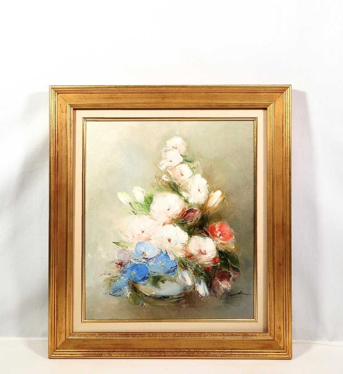 Genuino Carmina Miranda 1990 Pintura al óleo Flores Tamaño F10 Artista española Rosas, su tema de toda la vida El encanto de las rosas captado con una mirada dulce exclusiva de las mujeres 5969, Cuadro, Pintura al óleo, Naturaleza muerta