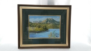 Art hand Auction Подлинная картина маслом Сёдзо Кането Гора Сига Курохимэ Размер 33см x 24см F4 Элегантное изображение знаменитой вершины в префектуре Нагано, также известный как Синано Фудзи, и озеро Нодзири 1764 г., рисование, картина маслом, Природа, Пейзаж