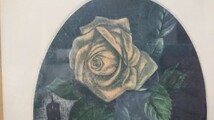 真作 織田繁 銅版画「la rose jaune 黄色いバラ」画寸 16cm×26cm 大阪府出身 自己内部の奥深いところから現われてくるものを表現 1303_画像3