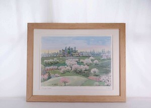 真作 F.NERI 大判 ジクレー「Campagna Lombarda」画寸56cm×40cm イタリア北西部、ロンバルディア州の田園地帯と周辺の田舎町風景 5073