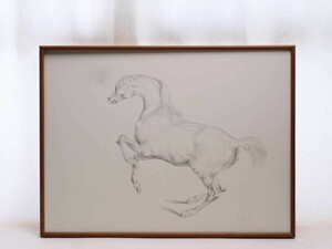 Art hand Auction 야나이 이츠키의 실제 작품, 1998년 스케치 Fast Horse 60.5 x 45 cm 무나카타 시코의 직접 지도 이센하임 제단화의 영향을 많이 받음 근육질이고 영웅적인 모습 5345, 삽화, 그림, 연필 드로잉, 목탄 그림