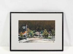 genuine work salt see peace fee gouache [ mountain. hotel ]. size 32×20cm Kyoto watercolor painting . member, investigation member Japan watercolor painting .... background . triangle roof. hotel ...6458