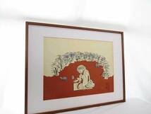 真作 岸田劉生 1975年木版画「菊慈童麗子」画寸 45×34cm 東京都出身 黒田清輝に師事 自己の芸術を追求 愛娘の麗子の愛くるしい顔立ち 4734_画像9