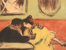 真作 パブロ・ピカソ 版画「Le Divan」画寸 32cm×28cm 1899年少年時代作品 売春宿を舞台に男女が戯れ二人の背後から眺める売春宿主人 6391_画像6