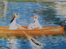 真作 ルノアール 1879年頃リトグラフ「セーヌ川の舟遊び」画 61×47cm パリ郊外のアニエールでのんびりと過ごす女性の様子 ルノワール 3529_画像4