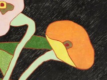 真作 熊谷守一 1962年加藤版画研究所木版画「百日草」画寸 33cm×41cm 岐阜県出身 単純化した形と輪郭線 平面的で抽象度高い具象画 6460_画像7