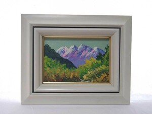 Art hand Auction 모리오카 카메히로의 진짜 작품, 유화 오쿠알프스 요코오 사이즈 23cm x 16cm SM 햇살에 빛나는 은백색 봉우리와 단풍으로 물든 고원이 참 아름답다 4141, 그림, 오일 페인팅, 자연, 풍경화