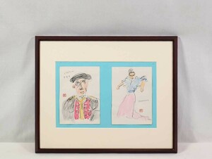 Art hand Auction 정통 작품 아라이 신이치 2004 수채화 + 연필 인 마드리드 회화 13 x 18 cm x 2잎 일본 박람회(오사카 엑스포) 제1사무총장 피카도르와 바이라오라 6330, 그림, 수채화, 초상화