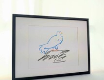 パブロ・ピカソ 1960年印刷工芸「鳩」画寸 50cm×40cm アトリエで鳩を飼っていたり愛娘にもパロマ（鳩）と名前をつけるなど身近な存在 4717_画像9