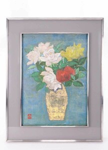 Art hand Auction Œuvre authentique Watanabe Musashi Peinture japonaise Peinture de fleurs 33 x 45 cm N° 8 Né dans la préfecture de Mie, membre de Nitten Senchosha A étudié sous Kayo Yamaguchi Coups de pinceau précis et croquis honnêtes Joli et vif 4845, peinture, Peinture japonaise, fleurs et oiseaux, oiseaux et bêtes