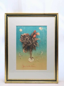 真作 ブルーノ・ブルーニ ストーンリトグラフ「太陽と月の花」画 35×50.5cm イタリア人作家、彫刻家 卓越したデッサンテクニック 5321