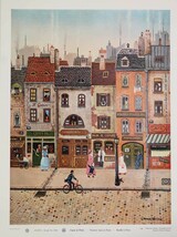 ジェラルド・ネソワール オフセット「Gasse in Paris」画30cm×39.5cm パリの街角を風情豊に描く ドラクロワ様の作風 Gerard Nessoir 5418_画像2