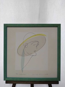 真作 木村桂子 1989年リトグラフ「Yesterdays」画寸 19×22cm 東京都出身 イラストレーター スタイリッシュで爽やかなイメージの女性 3976