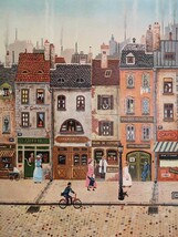 ジェラルド・ネソワール オフセット「Gasse in Paris」画30cm×39.5cm パリの街角を風情豊に描く ドラクロワ様の作風 Gerard Nessoir 5418_画像3