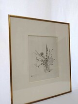 真作 長谷川潔 カルコグラフィー工房エッチング「コップに挿した野花 (秋)」画25×33cm 神奈川県出身 芽吹きに向けて力強くも繊細な姿 3903_画像9