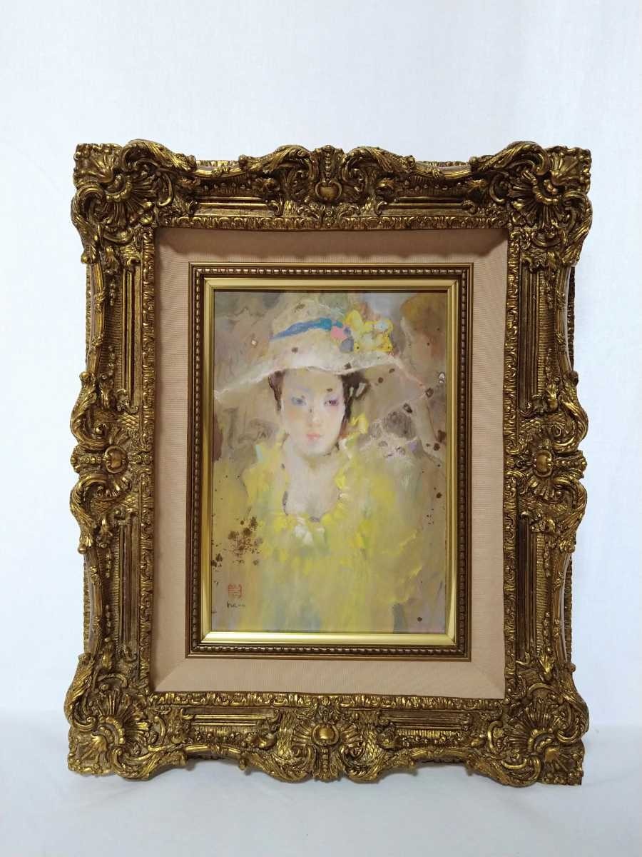 Genuine work by Hidenobu Tsuchino, gouache pastel Hat size 16 x 23 cm, SM, born in Osaka, member of the Issuikai Pastel Art Association, studied under Tetsuo Obayashi, a beautiful woman with elegance, 4025, Artwork, Painting, Pastel drawing, Crayon drawing