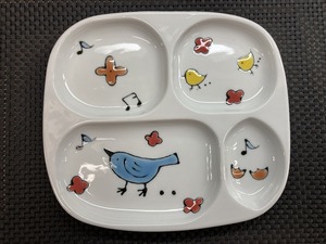 【即決】子供用食器 お皿 有田焼 丈夫軽い プレート 鳥 お食い初め プレゼントにも！