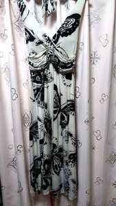  white * butterfly .* stretch. good *biju- attaching * top class * super! rare * gorgeous * long * dress *L~LL