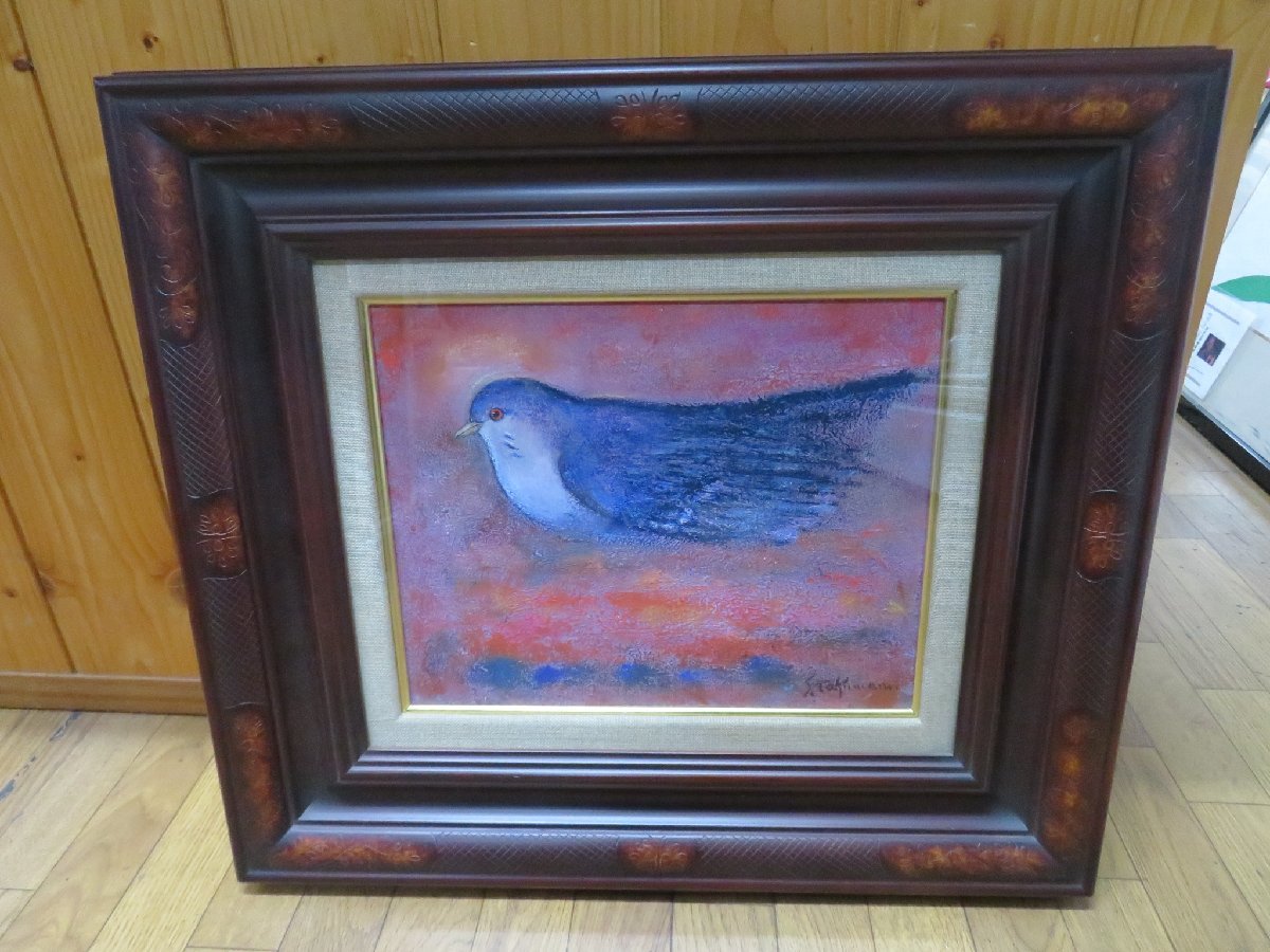 ★☆Tokumaru Shigeru Turtle Dove Oil Painting F3 Frame☆★, Painting, Oil painting, Animal paintings