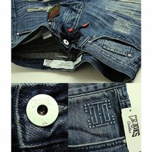 CROOKS & Castles (クルックス) デニム ショーツ ショートパンツ Men’s Woven Denim Shorts Ripped & Repaired Indigo_画像3