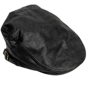 【新品】 XL 61cm ブラック フェイクレザー ハンチング メンズ 大きいサイズ 選べるサイズ サイズ調節可能 ヴィンテージ風 ハンチング帽