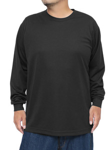 【新品】 XXL ブラック 長袖 Tシャツ メンズ 大きいサイズ 吸汗速乾 ファイバードライ UVカット 無地 クルーネック カットソー