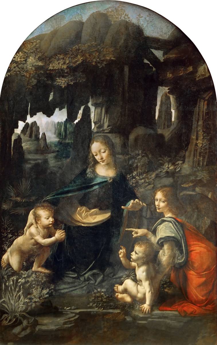 Леонардо да Винчи Мадонна в скалах около 1486 года 41x25см Репродукция плаката ◆Микеланджело Рафаэль картина маслом Ренессанс, рисование, картина маслом, другие