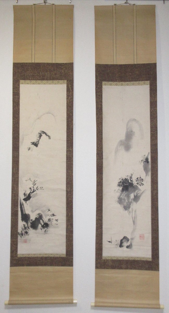 水墨山水画 山口泰樹作 肉筆 旧家買取品
