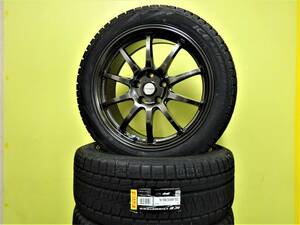 S3329 新品 4本 235/45R18 98Q ピレリ アイス アシンメトリコ CR10 7.5J +38 黒 ブラック 軽量 クラウン マークX カムリ ES アコード 処分