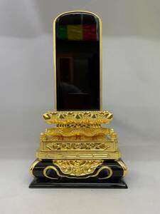  memorial tablet three person gold height field attaching cat circle 5.0 size Buddhist altar fittings family Buddhist altar past .