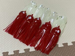  octopus jig for skirt 10 piece set . road red flakes & certainly . glow white flakes Kishiwada Kobe results color 