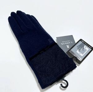 新品【 LANVIN collection 】ランバン スマホ対応 ブランド手袋 レディース スマートフォン タブレット対応 手袋 グローブ レース ネイビー
