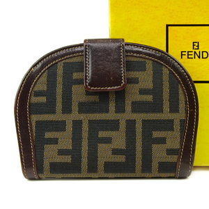 ★Y1006 フェンディ ズッカ柄 二つ折り コンパクト財布 ブラウン FENDI レディース メンズ★